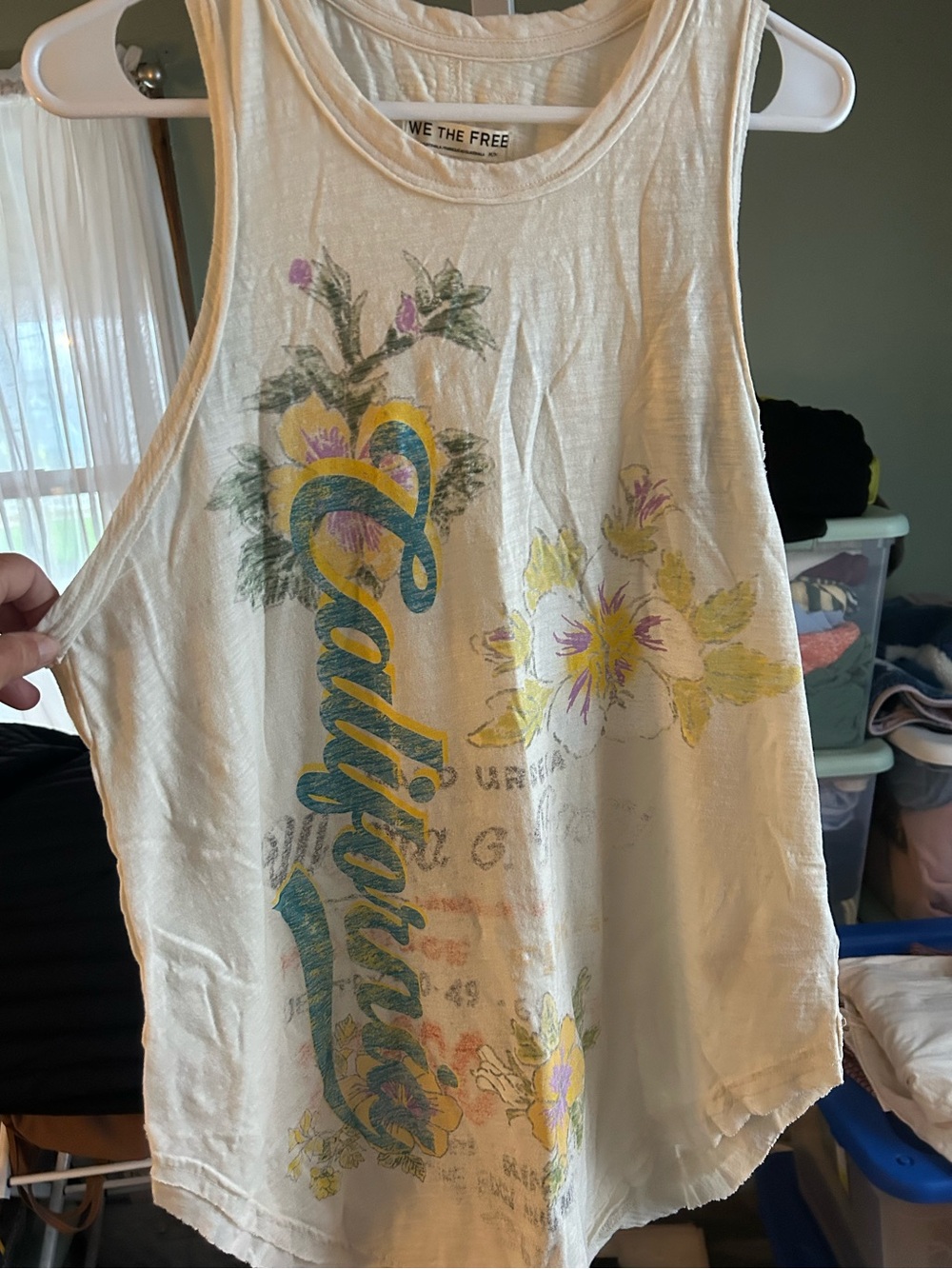 We The Free Cream Floral 'California' Graphic Tank